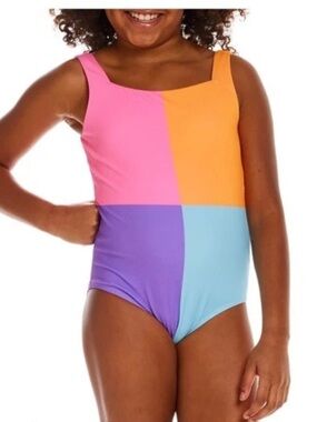 NWT Girls Colorblock One-Piece Swimsuit - Sz L 12 14 & XL 16 $30